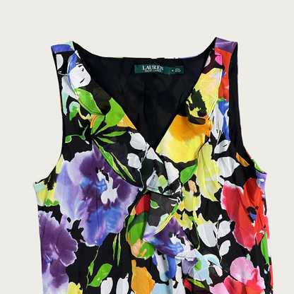 (S) Ralph Lauren Multicolor Floral Ruffle Midi Dress