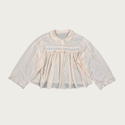 (S) 70s/80s Baby Pink Lace Trim Bed Jacket