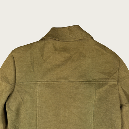 (M) 70s Khaki Suede Wool Shirt Jacket