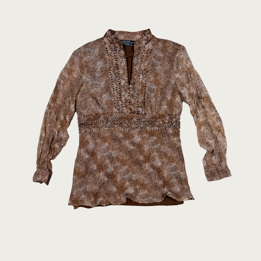(M) 90s/Y2K Animal Print Sequin Blouse