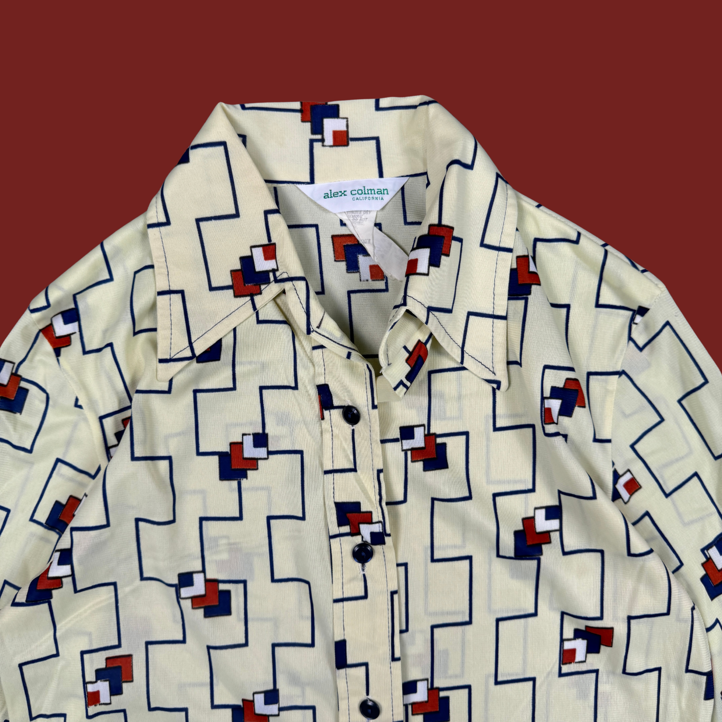 (M) 70s Square Pattern Disco Shirt