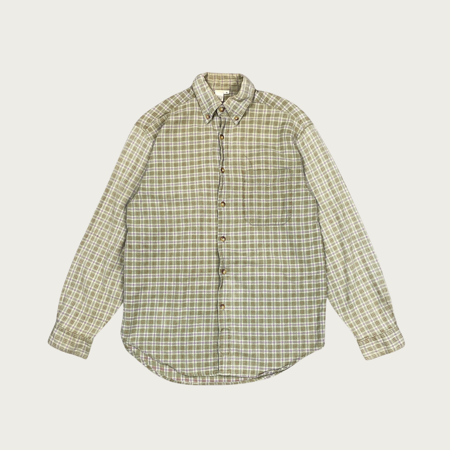 (M) Lightweight Green Cotton Flannel Shirt