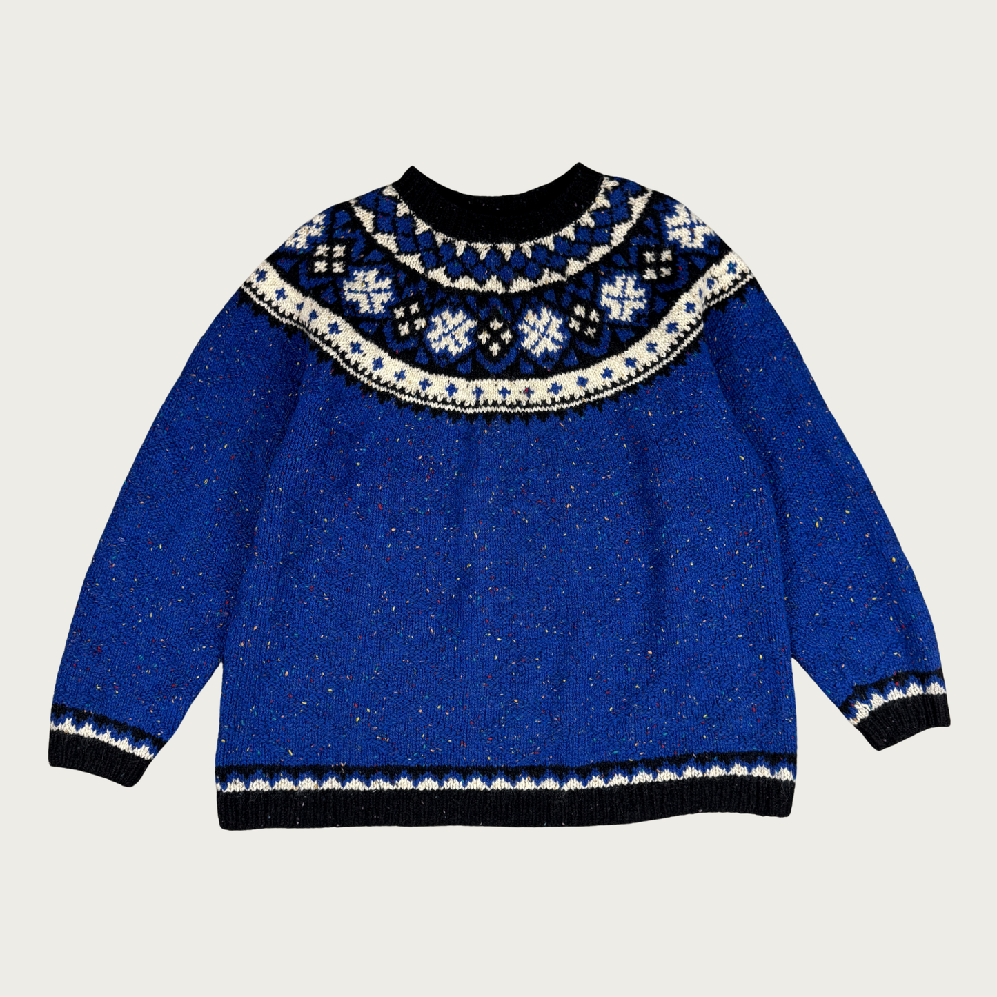 (L) 90s Blue Marled Wool Sweater