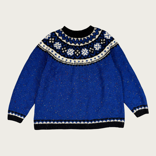 (L) 90s Blue Marled Wool Sweater