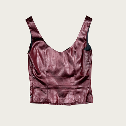 (S) 90s Cache Burgundy Floral Bustier Top