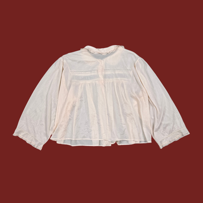 (S) 70s/80s Baby Pink Lace Trim Bed Jacket
