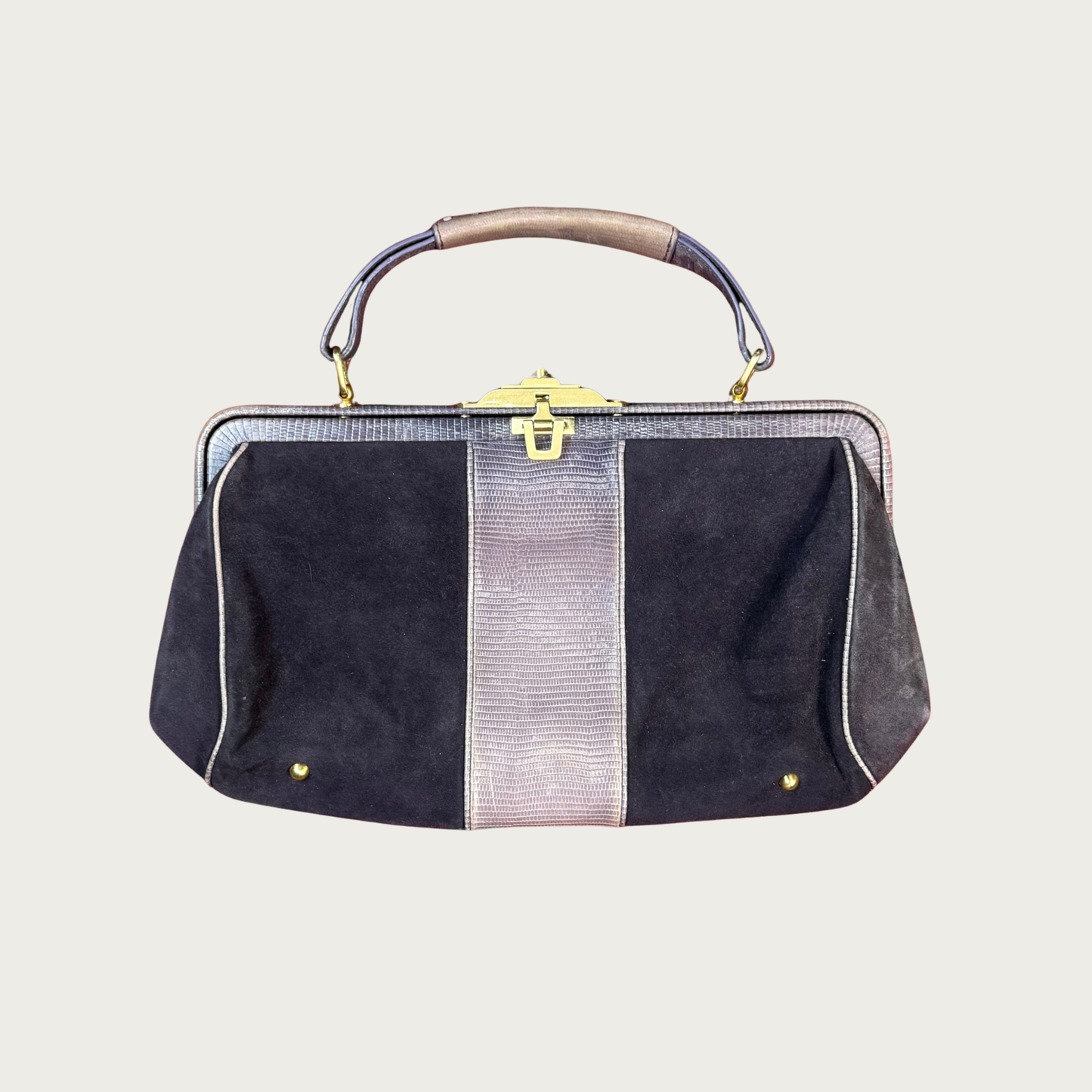 Vintage Via Spiga Purple Suede Snakeskin Handbag