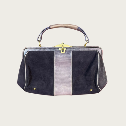 Vintage Via Spiga Purple Suede Snakeskin Handbag
