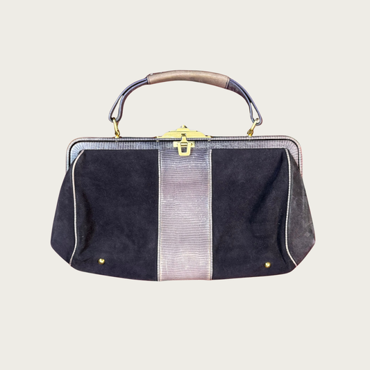 Vintage Via Spiga Purple Suede Snakeskin Handbag