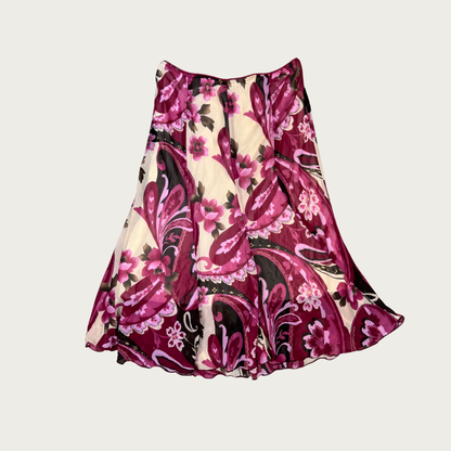 (XS) 90s/Y2K Multicolor Magenta Floral Midi Skirt
