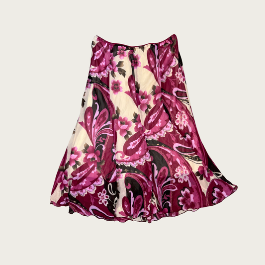 (XS) 90s/Y2K Multicolor Magenta Floral Midi Skirt