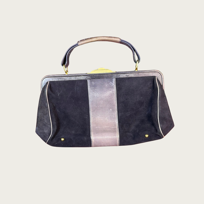 Vintage Via Spiga Purple Suede Snakeskin Handbag