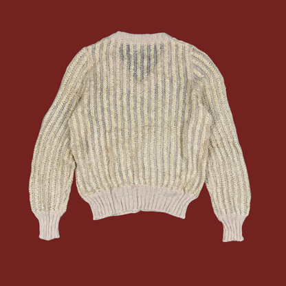 (M) 80s Cream Wool/Mohair Matching Sweater and Skirt Set