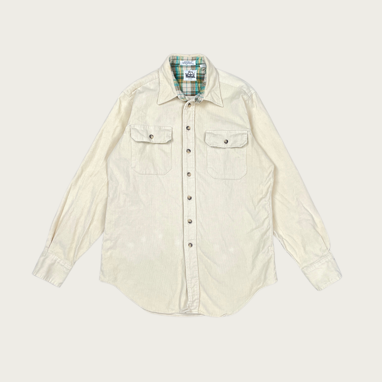 (M) Woolrich Cream Corduroy Shirt