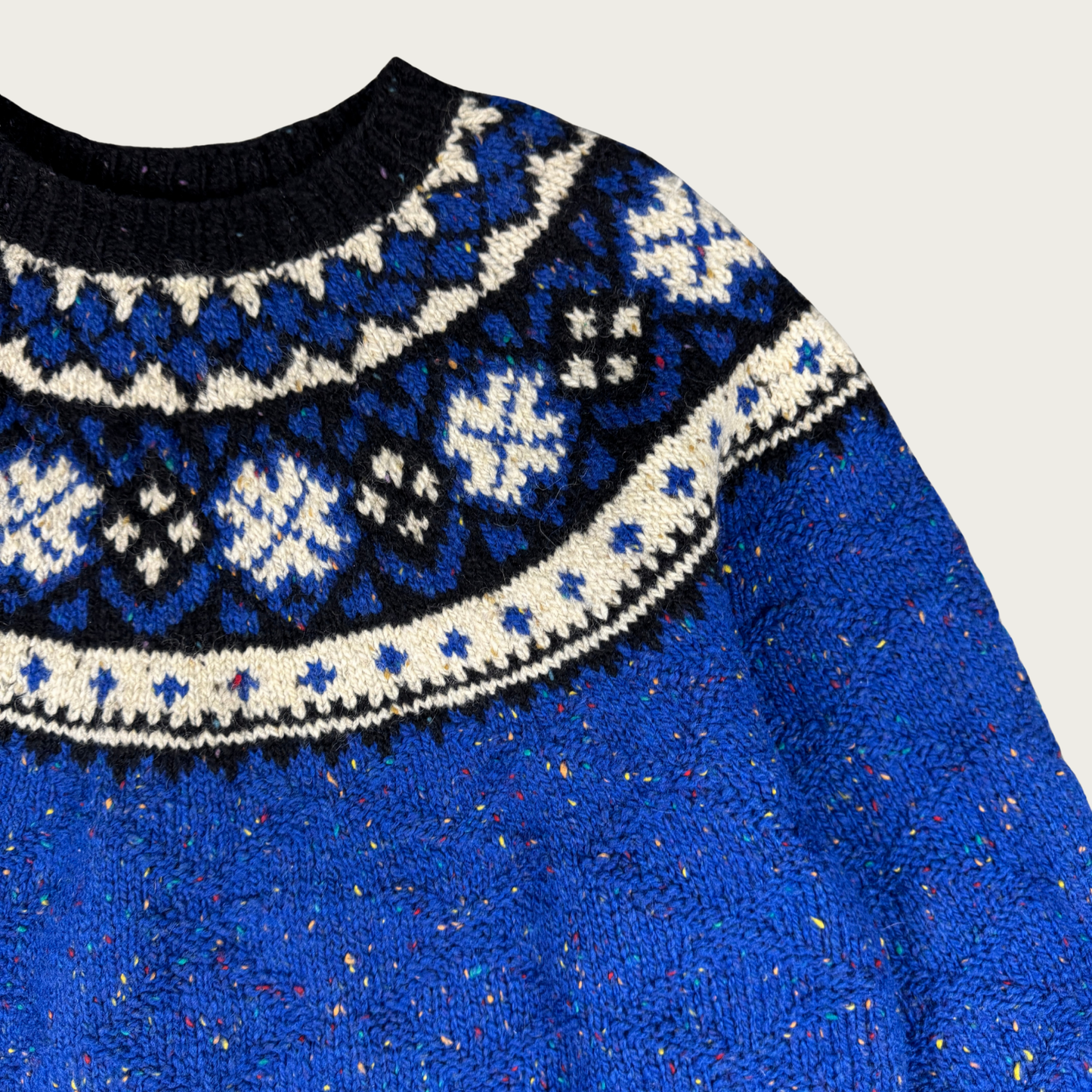 (L) 90s Blue Marled Wool Sweater