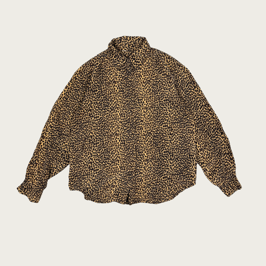 (M/L) Cheetah Print Silk Blouse