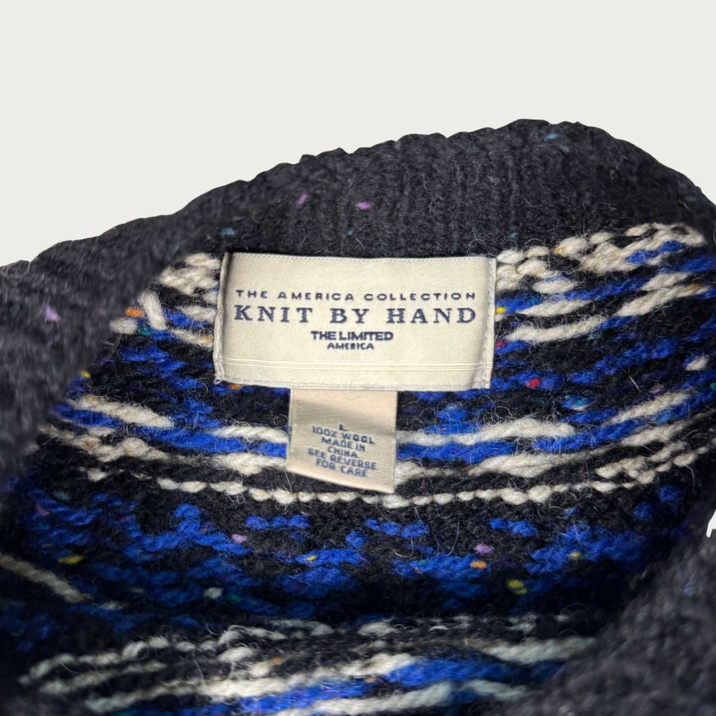 (L) 90s Blue Marled Wool Sweater