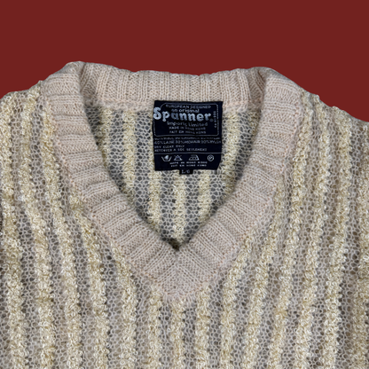 (M) 80s Cream Wool/Mohair Matching Sweater and Skirt Set