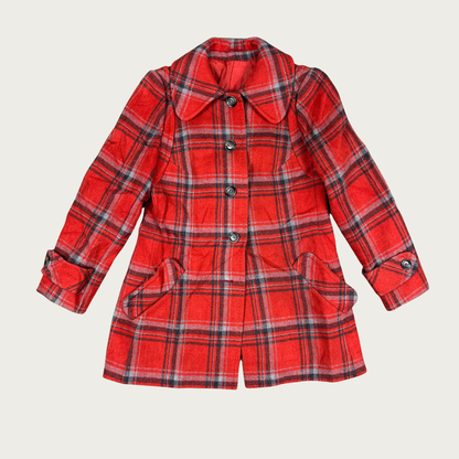 (XS/S) Red Plaid Peacoat