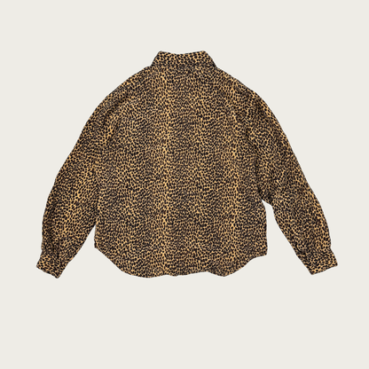(M/L) Cheetah Print Silk Blouse