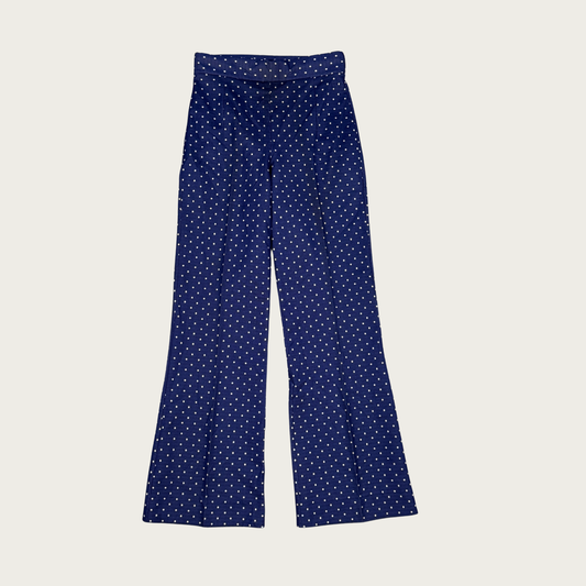(25") 70s Navy Polka Dot Flares