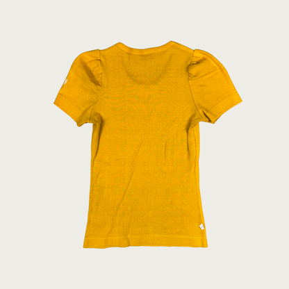 (S/M) 70s/80s Mustard Yellow Puff Sleeve Tee