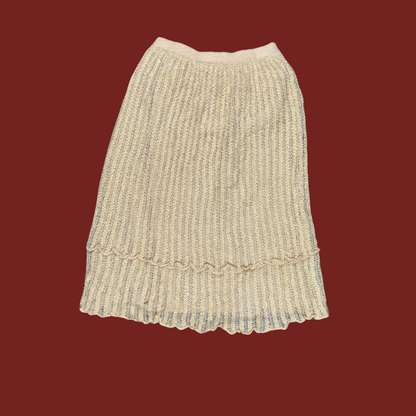 (M) 80s Cream Wool/Mohair Matching Sweater and Skirt Set
