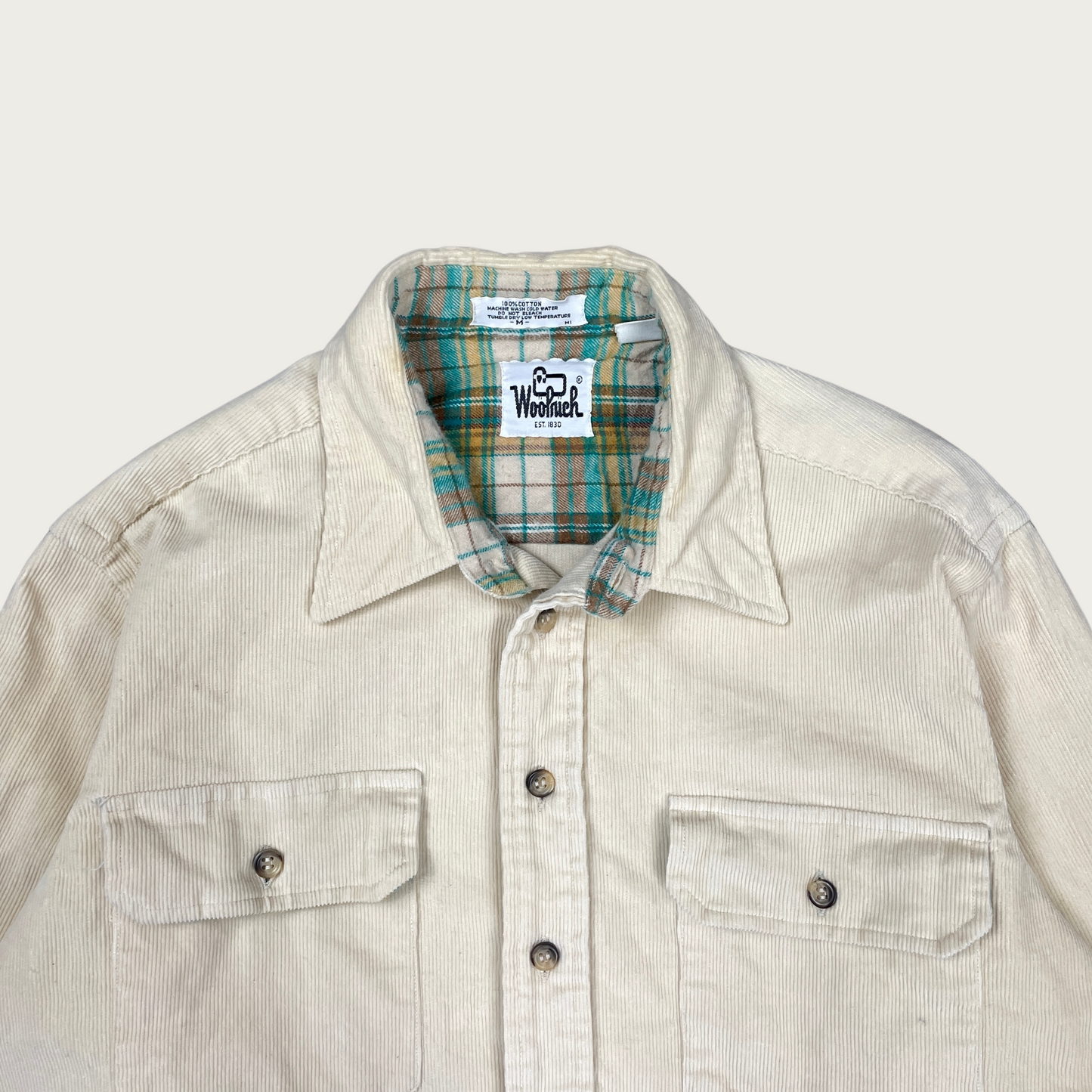 (M) Woolrich Cream Corduroy Shirt