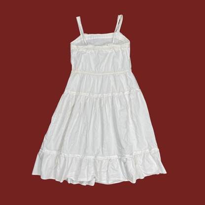 (XS/S) White Cotton Tiered Midi Dress