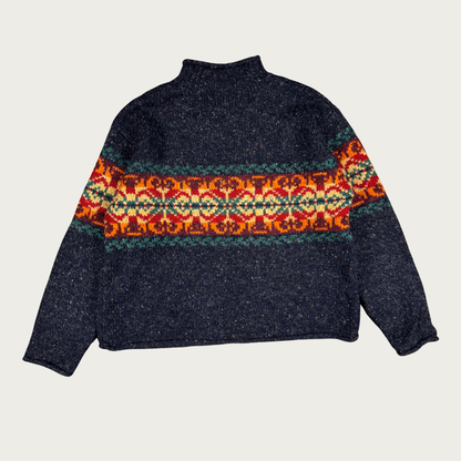 (M) 90s Grey Marled Wool Earth Toned Sweater