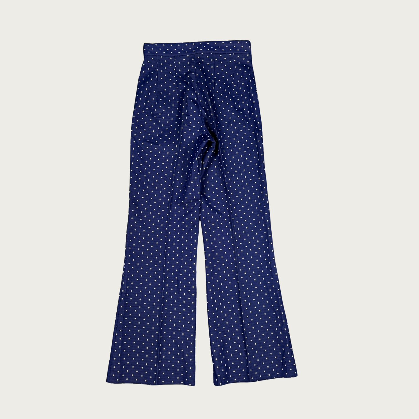 (25") 70s Navy Polka Dot Flares