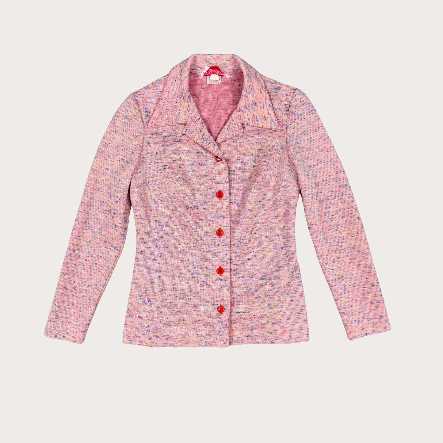 (XS/S) 60s/70s Pink Marled Button Up Top