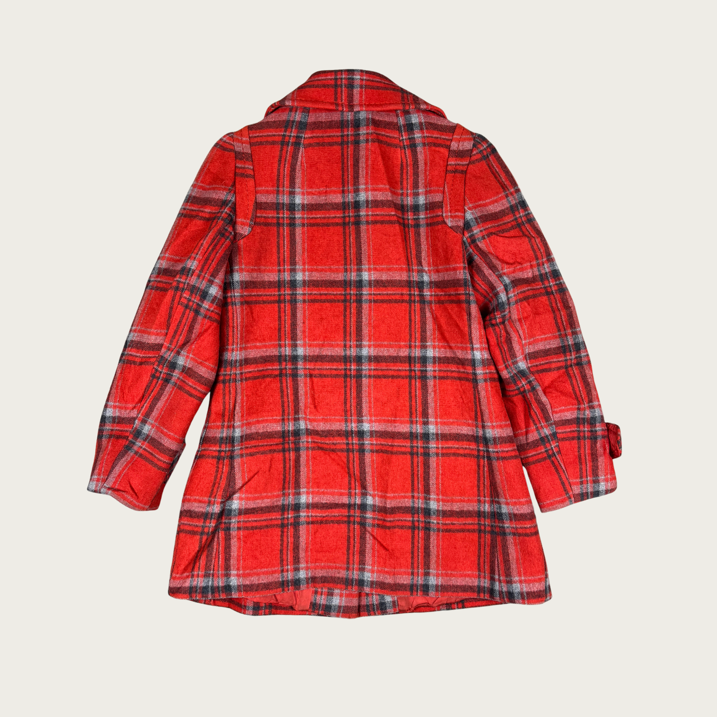 (XS/S) Red Plaid Peacoat