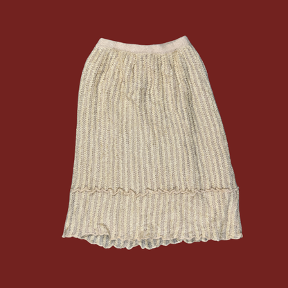 (M) 80s Cream Wool/Mohair Matching Sweater and Skirt Set