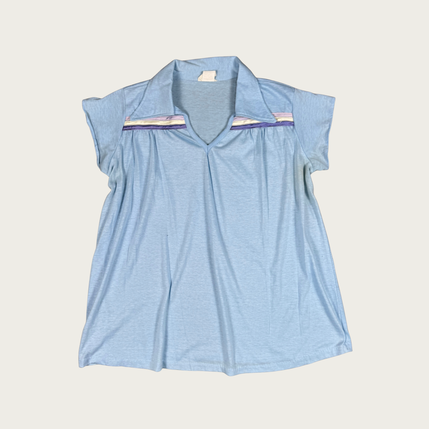 (M) 70s/80s Blue Collared Top