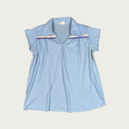 (M) 70s/80s Blue Collared Top