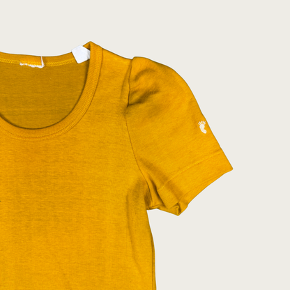 (S/M) 70s/80s Mustard Yellow Puff Sleeve Tee
