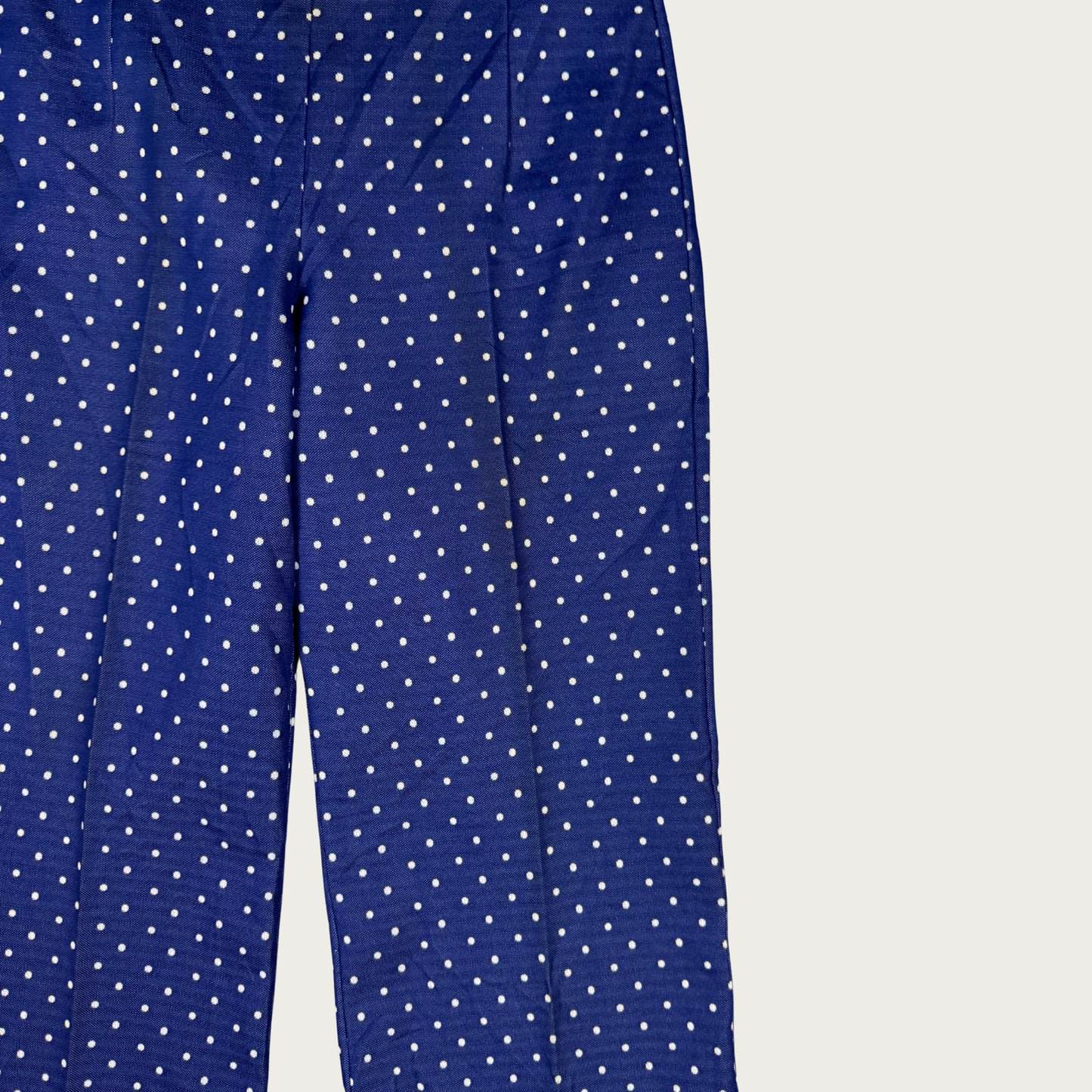(25") 70s Navy Polka Dot Flares