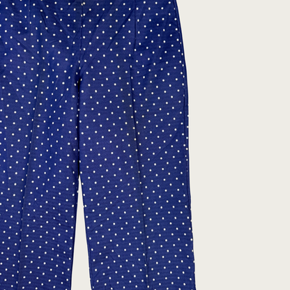 (25") 70s Navy Polka Dot Flares