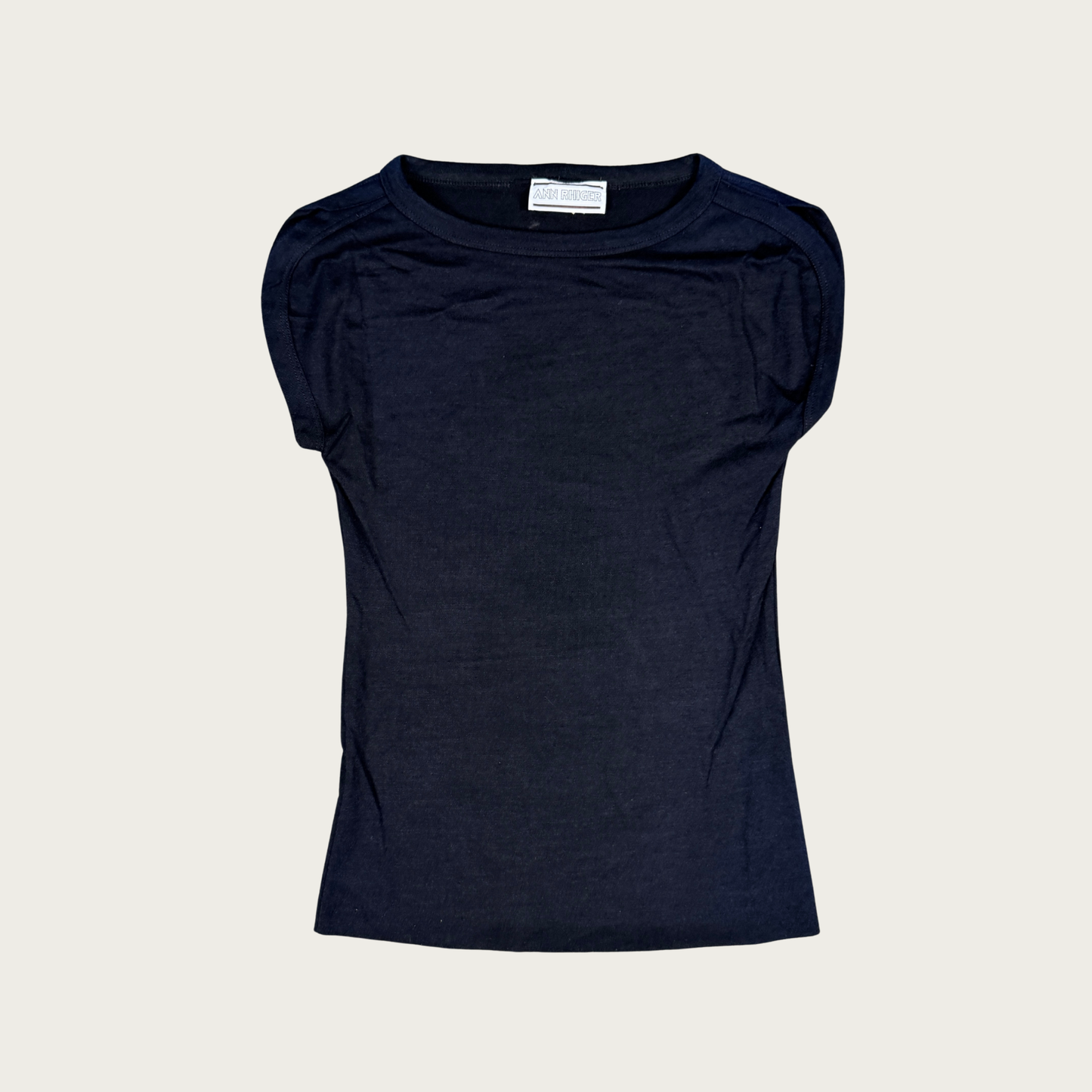 (S) 70s/80s Black/Navy Cap Sleeve Tee