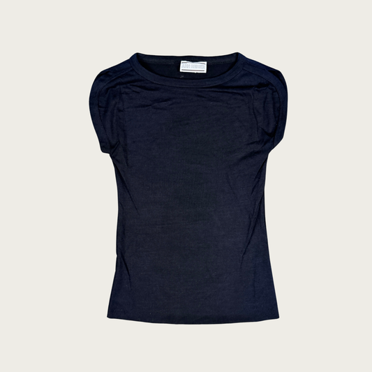 (S) 70s/80s Black/Navy Cap Sleeve Tee