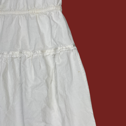(XS/S) White Cotton Tiered Midi Dress
