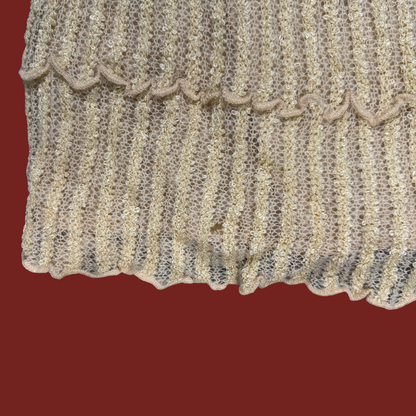 (M) 80s Cream Wool/Mohair Matching Sweater and Skirt Set