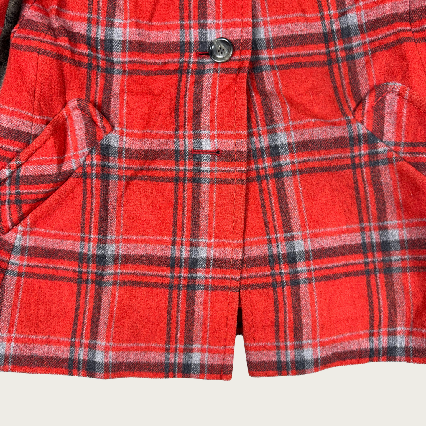 (XS/S) Red Plaid Peacoat
