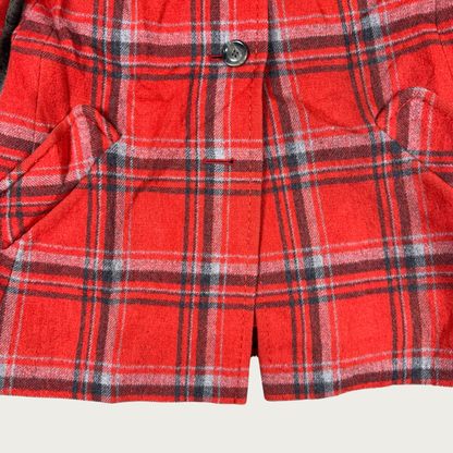 (XS/S) Red Plaid Peacoat