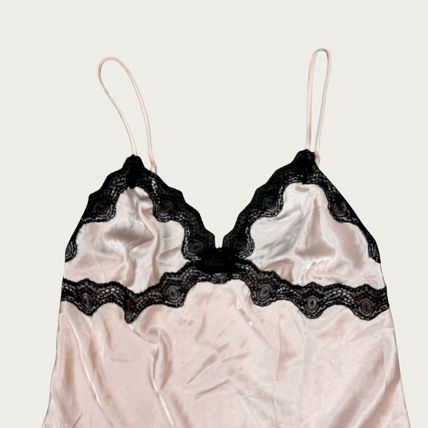 (L) Victoria's Secret Baby Pink/Black Slip Dress