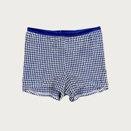 (S/M) 70s/80s Micro Mini Blue Gingham Shorts