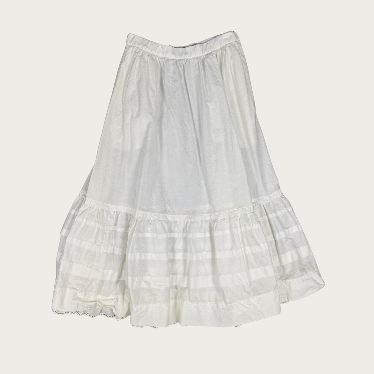 (24") 80s/90s White Eyelet Trim Midi Skirt
