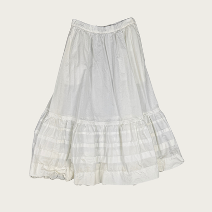 (24") 80s/90s White Eyelet Trim Midi Skirt