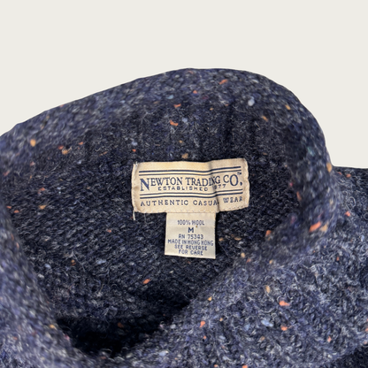 (M) 90s Grey Marled Wool Earth Toned Sweater
